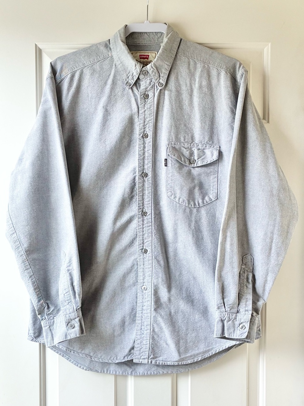 Levi's Vintage 90s Men's Button-Down Shirt Black Label Long Sleeve Gray Size M